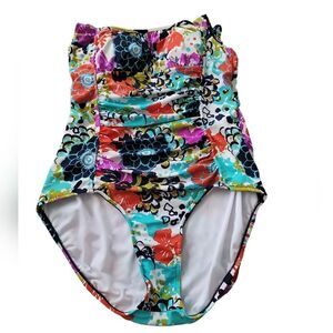 Catalina Floral Print One-Piece Swimsuit Sz 16